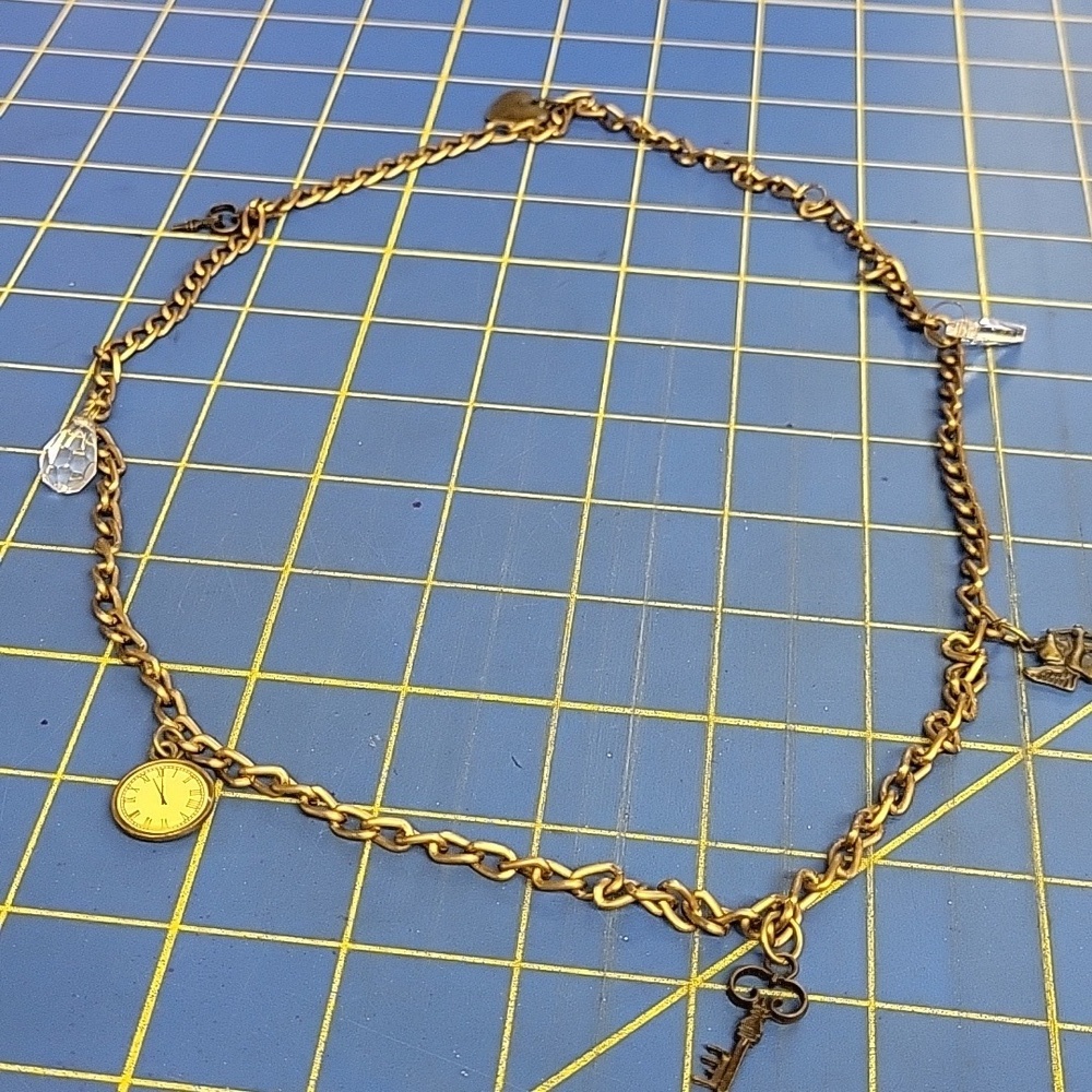 Vintage Antique Gold Charm 28" Necklace 1990s